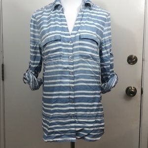 New York & Co Ombré Denim Stripe Shirt